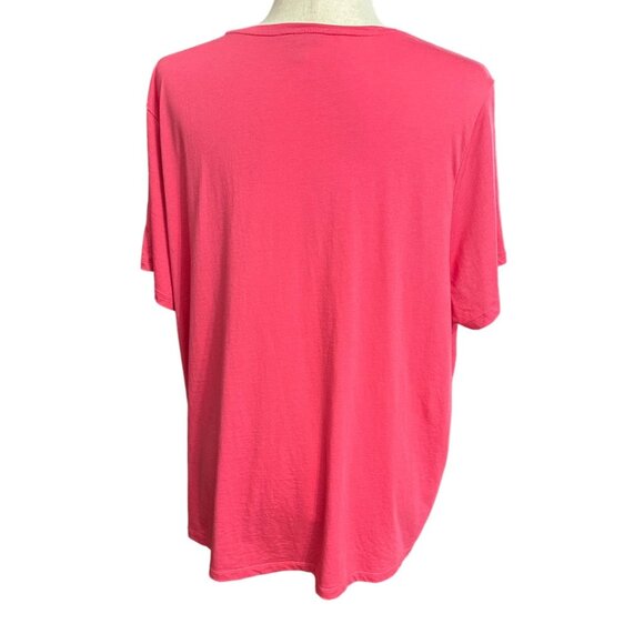 Talbots Shirt Women 3x Pink Short Sleeve Round Neck Bead Embroidered Floral - Picture 2 of 10